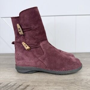 Miz Mooz Pamela Womens Burgundy Suede Wool Lined Buttons Casual Ankle Boots‎ 37